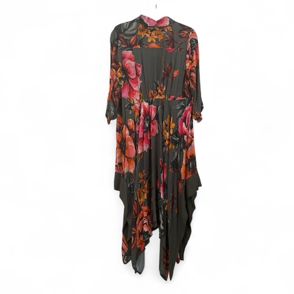 Soft Surroundings Provencia Green Floral Dress Handkerchief Hem Size PL - Picture 3 of 12